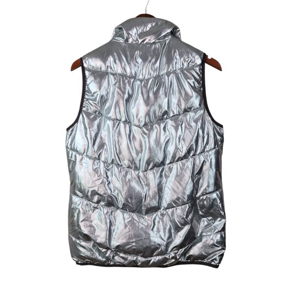 NEW Xersion Puffer Vest Size Medium Sleeveless Full Zip Silver Packable - Picture 3 of 4